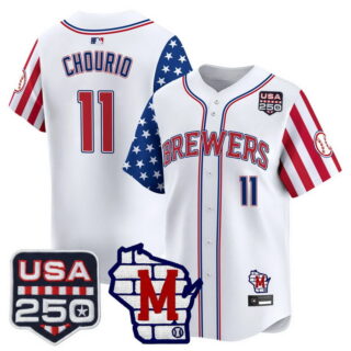 Men's Milwaukee Brewers #11 Jackson Chourio America Edition Vapor Premier Limited Jersey All Stitched White