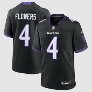 Men's #4 Zay Flowers Baltimore Ravens Alternate Game Jersey Black
