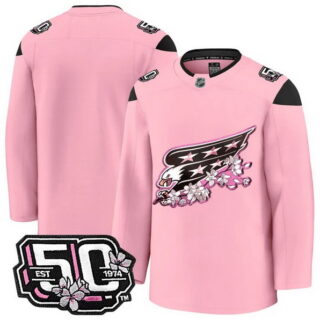 Men's Washington Capitals Team 50th Anniversary Cherry Blossom Premium Pink Jersey - All Stitched