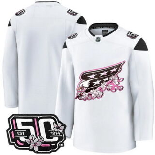 Men's Washington Capitals Team 50th Anniversary Cherry Blossom Premium White Jersey - All Stitched