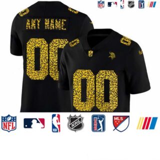 Minnesota Vikings Custom Men's Nike Leopard Print Fashion Vapor Limited NFL Jersey Black