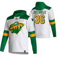 Minnesota Wild #36 Mats Zuccarello Reverse Retro Pullover Hoodie White