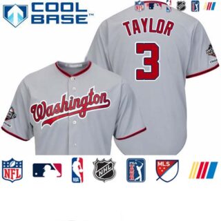 Nationals #3 Michael Taylor Grey New Cool Base 2019 World Series Champions Stitched Baseball Jersey
