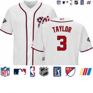 Nationals #3 Michael Taylor White New Cool Base 2019 World Series Bound Stitched Baseball Jersey