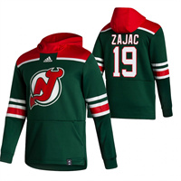 New Jersey Devils #19 Travis Zajac Reverse Retro Pullover Hoodie Green