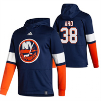 New York Islanders #38 Sebastian Aho Reverse Retro Pullover Hoodie Navy