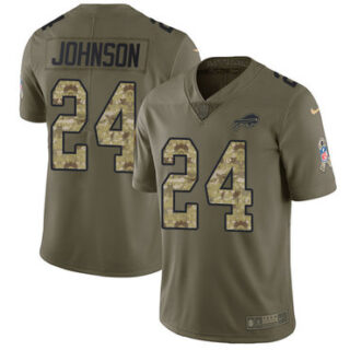 Nike Bills #24 Taron Johnson Olive Camo Men's Stitched NFL Limited 2017 Salute To Service Jersey