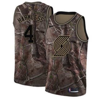 Nike Blazers #4 Moe Harkless Camo Youth NBA Swingman Realtree Collection Jersey