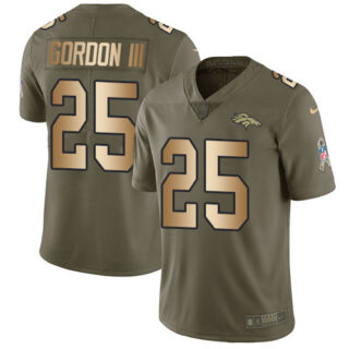 Nike Broncos #25 Melvin Gordon III Olive Gold Men's Stitched NFL Limited 2017 Salute To Service Jersey