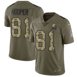 Nike Browns #81 Austin Hooper Olive Camo Men's Stitched NFL Limited 2017 Salute To Service Jersey