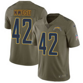 Nike Chargers #42 Uchenna Nwosu Olive Men's Stitched NFL Limited 2017 Salute To Service Jersey