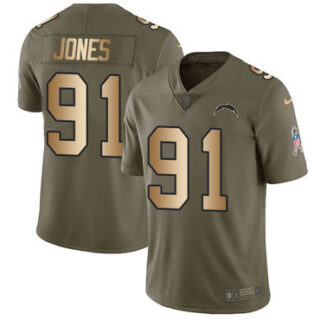 Nike Chargers #91 Justin Jones Olive Gold Men's Stitched NFL Limited 2017 Salute To Service Jersey