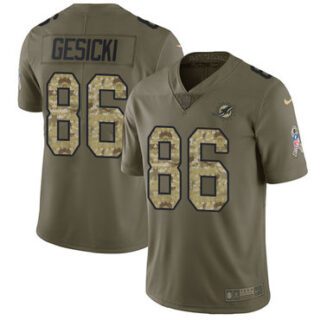 Nike Dolphins #86 Mike Gesicki Olive Camo Men's Stitched NFL Limited 2017 Salute To Service Jersey
