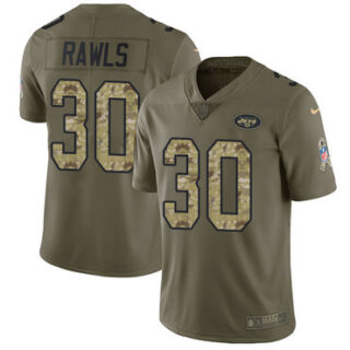 Nike Jets #30 Thomas Rawls Olive Camo Men's Stitched NFL Limited 2017 Salute To Service Jersey