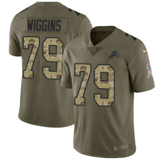 Nike Lions #79 Kenny Wiggins Olive Camo Men's Stitched NFL Limited 2017 Salute To Service Jersey