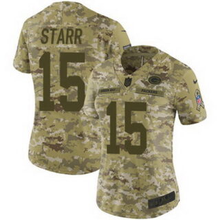 Nike Packers #15 Bart Starr Camo Women's Stitched NFL Limited 2018 Salute to Service Jersey