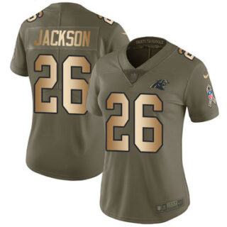 Nike Panthers #26 Donte Jackson Olive Gold Women's Stitched NFL Limited 2017 Salute to Service Jersey