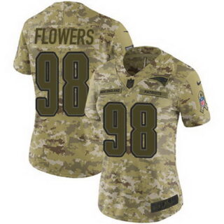 Nike Patriots #98 Trey Flowers Camo Women's Stitched NFL Limited 2018 Salute to Service Jersey