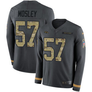 Nike Ravens #57 C.J. Mosley Anthracite Salute to Service Men's Stitched NFL Limited Therma Long Sleeve Jersey