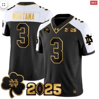 Notre Dame Fighting Irish 2025 CFP Final Patch Gold Vapor Limited Jersey Alternate Joe Montana