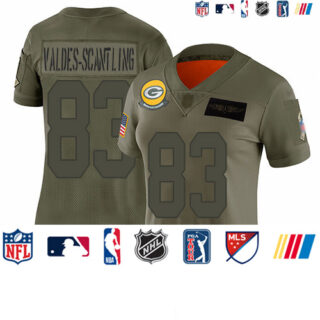 Packers #83 Marquez Valdes-Scantling Camo Women's Stitched Football Limited 2019 Salute to Service Jersey