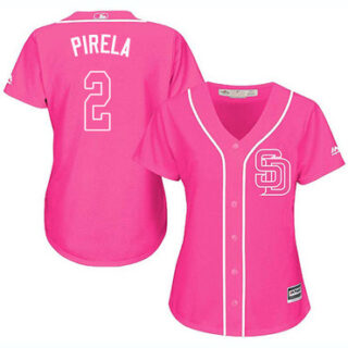 Padres #2 Jose Pirela Pink Fashion Women's Stitched Baseball Jersey
