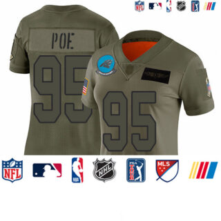 Panthers #95 Dontari Poe Camo Women's Stitched Football Limited 2019 Salute to Service Jersey