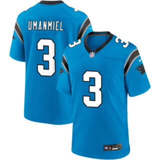 Men's Carolina Panthers #3 Princely Umanmielen Alternate Custom Game Jersey - Blue