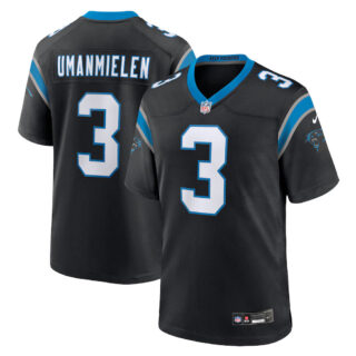Men's Carolina Panthers #3 Princely Umanmielen Black Team Game Jersey