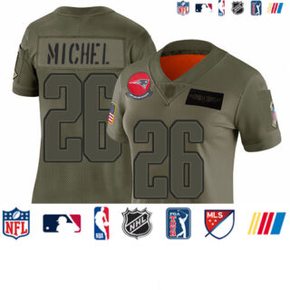 Patriots #26 Sony Michel Camo Women's Stitched Football Limited 2019 Salute to Service Jersey