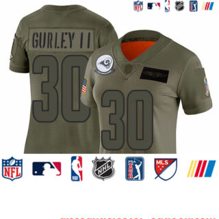 Rams #30 Todd Gurley II Camo Women's Stitched Football Limited 2019 Salute to Service Jersey