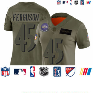 Ravens #45 Jaylon Ferguson Camo Women's Stitched Football Limited 2019 Salute to Service Jersey