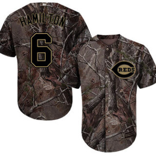 Reds #6 Billy Hamilton Camo Realtree Collection Cool Base Stitched Youth Baseball Jersey