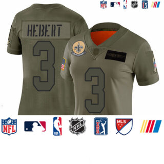 Saints #3 Bobby Hebert Camo Women's Stitched Football Limited 2019 Salute to Service Jersey