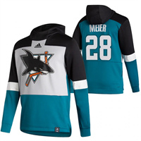 San Jose Sharks #28 Timo Meier Reverse Retro Pullover Hoodie Gray Teal