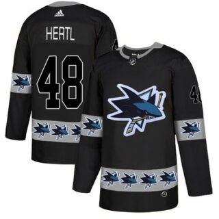 Sharks 48 Tomas Hertl Black Team Logos Fashion Adidas Jersey