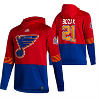 St. Louis Blues #21 Tyler Bozak Reverse Retro Pullover Hoodie Red