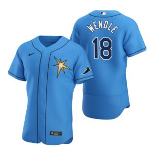 Tampa Bay Rays #18 Joey Wendle Men's Nike Light Blue Alternate 2020 Authentic Team MLB Jersey