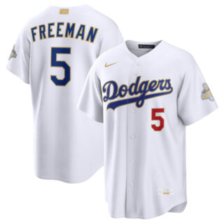 Toddler Los Angeles Dodgers #5 Freddie Freeman White 2026 Gold Collection Stadium Stitched Baseball Jersey