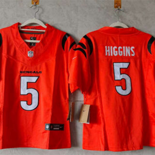 Women's Cincinnati Bengals #5 Tee Higgins Orange F.U.S.E. Stitched Vapor Football Jersey(Run Small)
