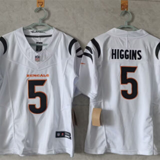 Women's Cincinnati Bengals #5 Tee Higgins White F.U.S.E. Stitched Vapor Football Jersey(Run Small)