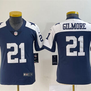 Women's Dallas Cowboys #21 Stephon Gilmore Navy Thanksgiving Limited Stitched Football Jersey(Run Smalluff09
