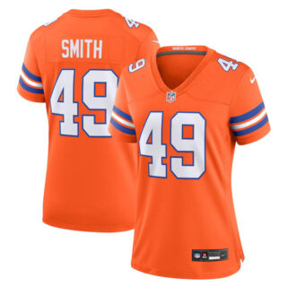 Women's Denver Broncos #49 Dennis Smith Orange Mile High Collection 1977 Throwback Stitched Jersey(Run Small)