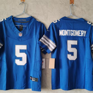 Women's Detroit Lions #5 David Montgomery Blue 2024 F.U.S.E. Vapor Limited Stitched Jersey(Run Smaller)