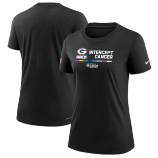 Women's Green Bay Packers 2022 Black Crucial Catch Performance T-Shirt(Run Small)