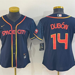 Women's Houston Astros #14 Mauricio Dubon 2022 Navy City Connect Stitched Jersey(Run Small)
