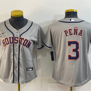 Women's Houston Astros #3 Jeremy Pena Gray Cool Base Stitched Baseball Jersey(Run Small)s