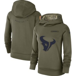 Women's Houston Texans Nike Olive Salute to Service Sideline Therma Performance Pullover Hoodie