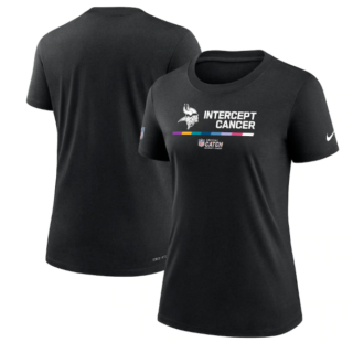 Women's Minnesota Vikings 2022 Black Crucial Catch Performance T-Shirt(Run Small)