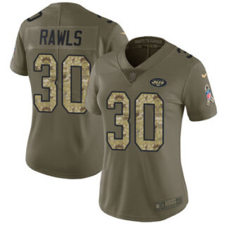 Women's Nike Jets #30 Thomas Rawls Olive Camo Women's Stitched NFL Limited 2017 Salute to Service Jersey